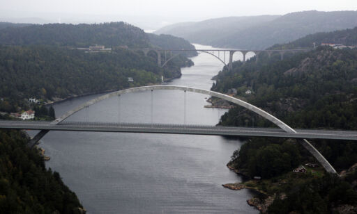 Svinesund, 20050920. Den nye Svinesundbrua på grensen mellom Norge og Sverige og Iddefjorden.
Foto: Cornelius Poppe / SCANPIX