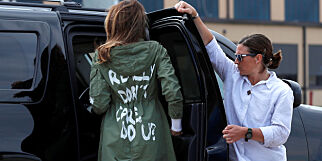 Klesmerker med jakke-protest mot Melania