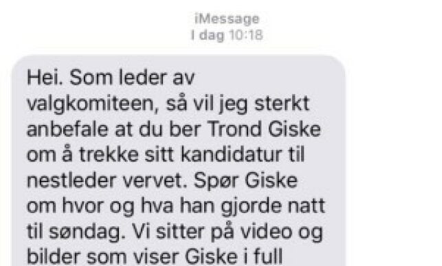 «Spør Giske om hvor og hva han gjorde natt til søndag»